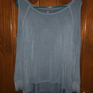 Blue Cold Shoulder Top